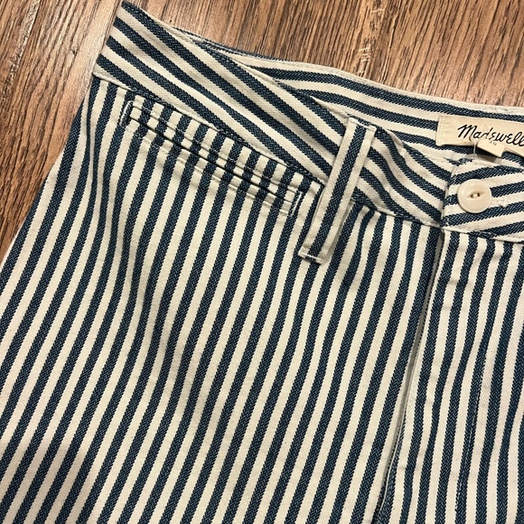 Madewell Emmett Wide-Leg Crop Pants in Herringbone Railroad Stripe Size 30 EUC - Picture 3 of 7